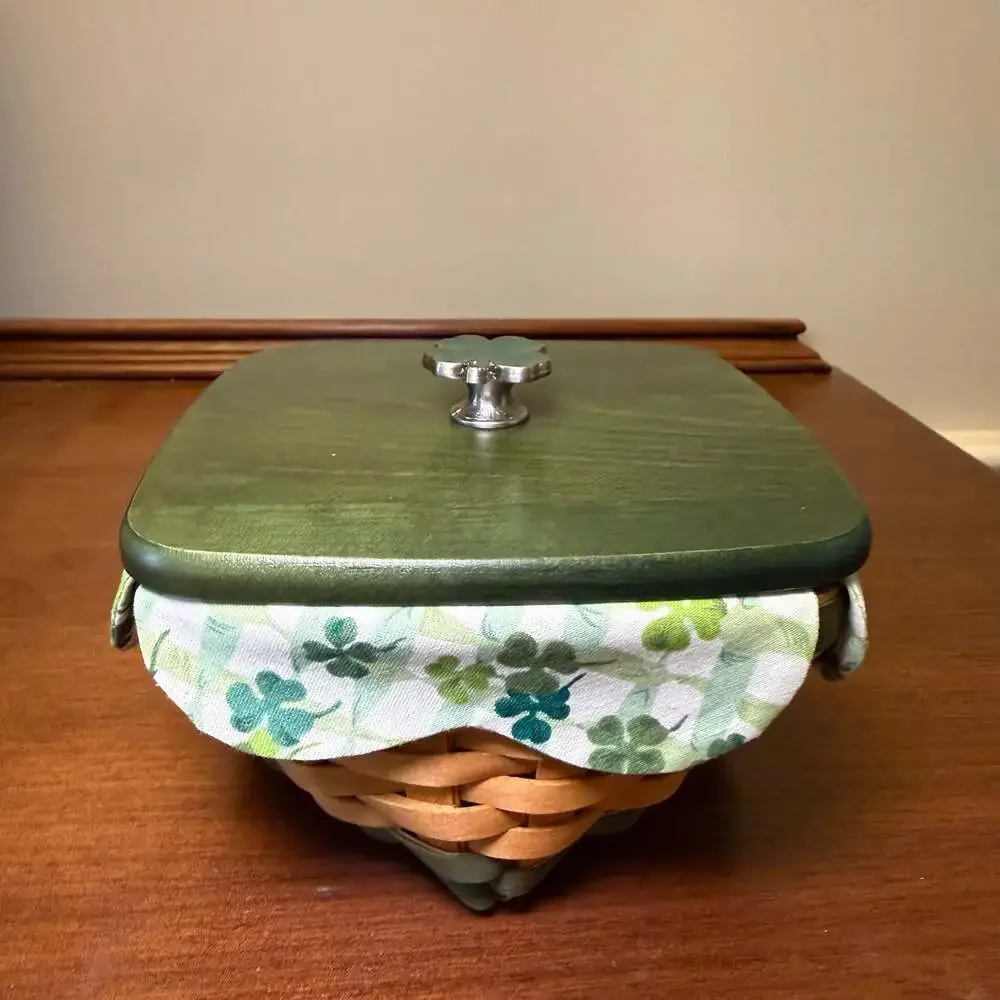Longaberger 2006 Lucky Twist Basket Lid Fabric Liner Protector Shamrock St. Patr